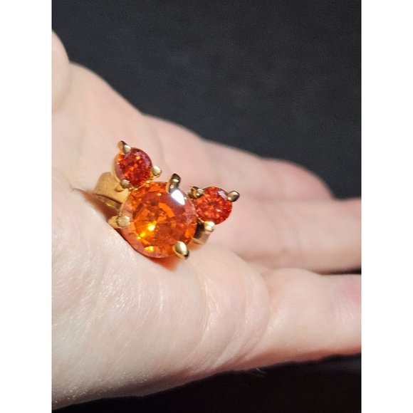 **Final Sale** Gold tone Mickey Mouse orange rhinestone ring - Picture 1 of 10